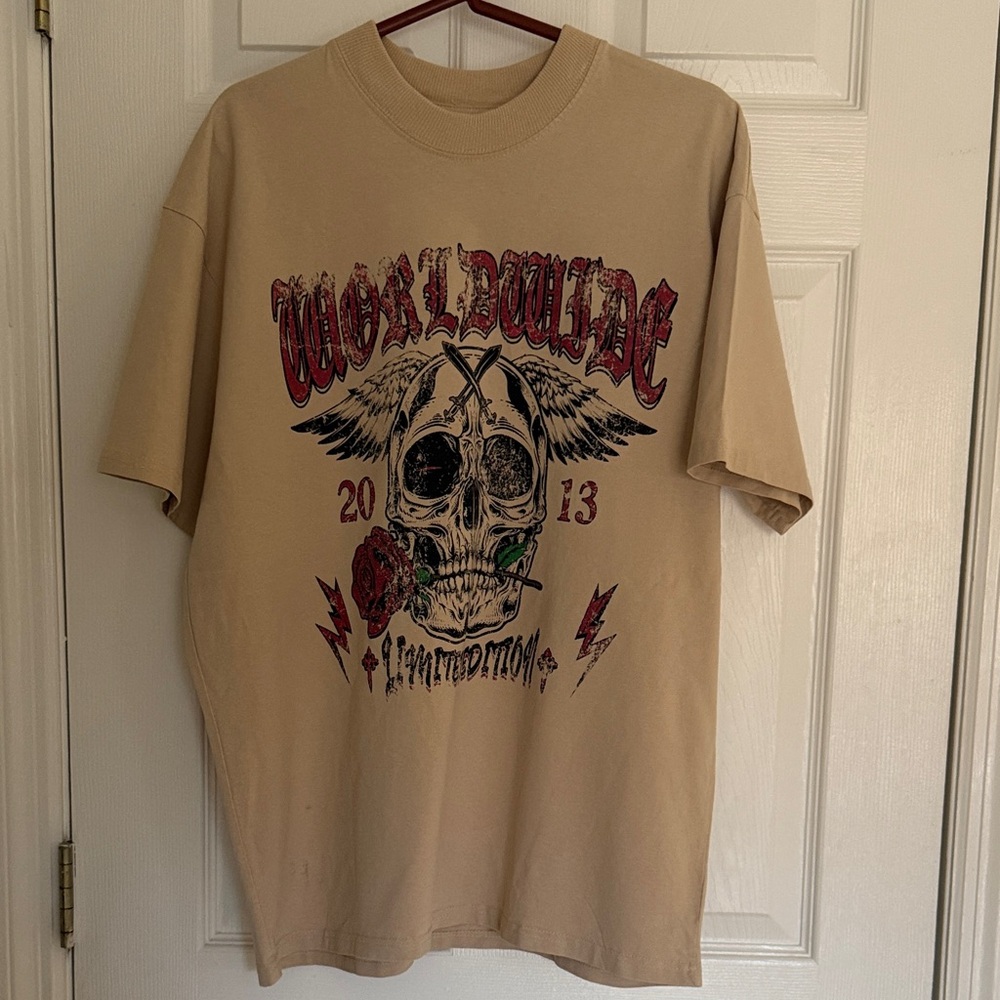Beige Skull Graphic Tee